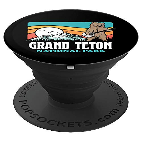 Grand Teton National Park Jackson Mountains Banjo Bear Funny PopSockets Grip and Stand for Phones and Tablets