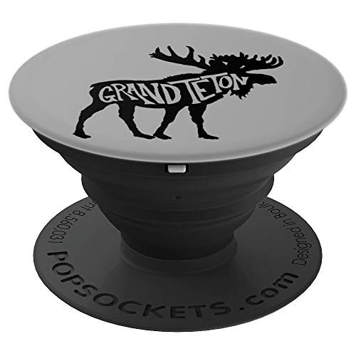 Grand Teton National Park Moose Typography Graphic PopSockets Grip and Stand for Phones and Tablets