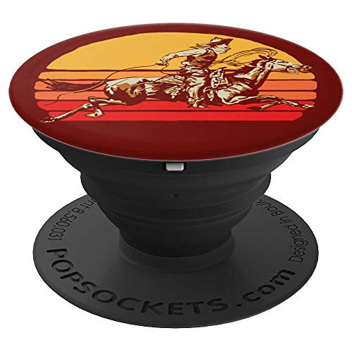 Texas Retro Roping Cowboy Vintage Graphic PopSockets Grip and Stand for Phones and Tablets