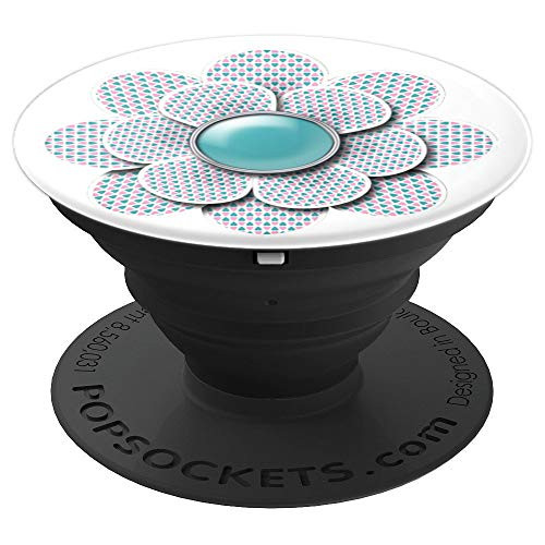 Paper Flower Hearts Designs Teal  White Background PopSockets Grip and Stand for Phones and Tablets
