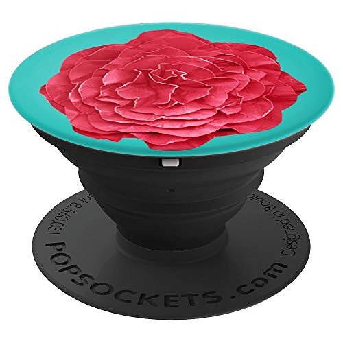 Red Paper Flower  Teal Background  Paper Flower  Bouquet PopSockets Grip and Stand for Phones and Tablets