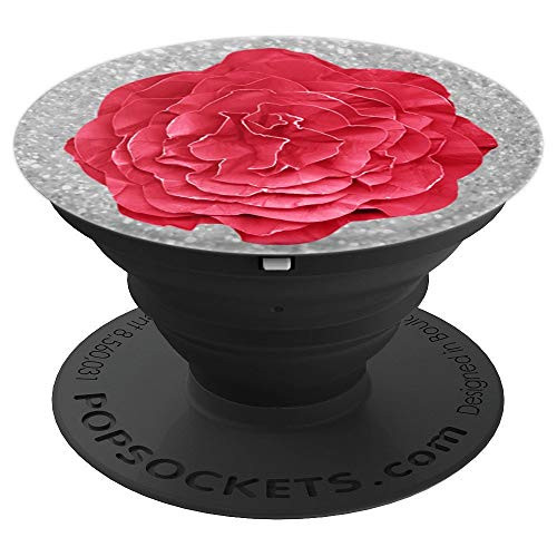 Red Paper Flower  Gray Background  Paper Flower  Bouquet PopSockets Grip and Stand for Phones and Tablets