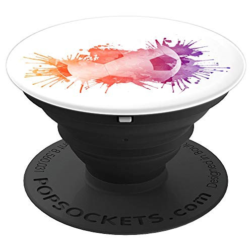 Colorful Soccer Ball Paint Splash  Watercolor Splash Futbol PopSockets Grip and Stand for Phones and Tablets