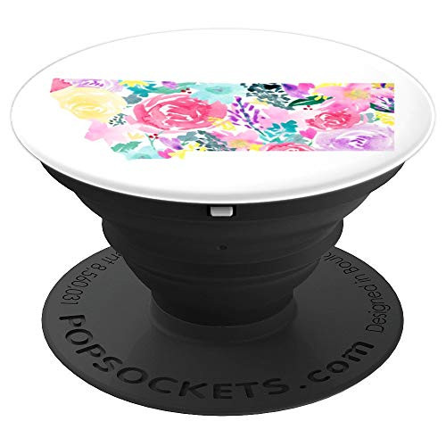 Montana Watercolor Bright Florals Map State Gift PopSockets Grip and Stand for Phones and Tablets
