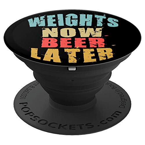 Teal Coral   Yellow Weights Now Beer Later ADL017c PopSockets Grip and Stand for Phones and Tablets