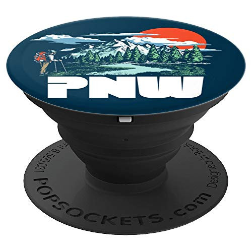 Retro PNW Pacific Northwest Hiker Colorful 80 s Hiking PopSockets Grip and Stand for Phones and Tablets