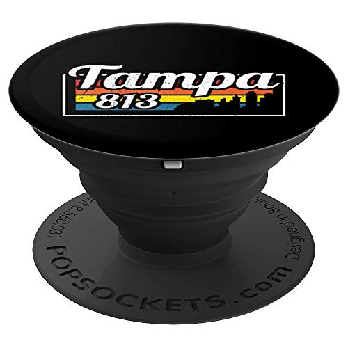 Vintage Tampa City Skyline 813 State Of Florida Retro Gift PopSockets Grip and Stand for Phones and Tablets