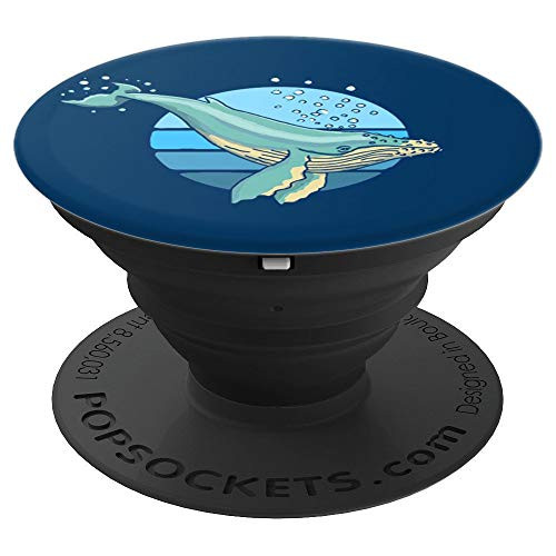Minimalist Diving Humpback Whale 80 s Vibe Retro Graphic PopSockets Grip and Stand for Phones and Tablets