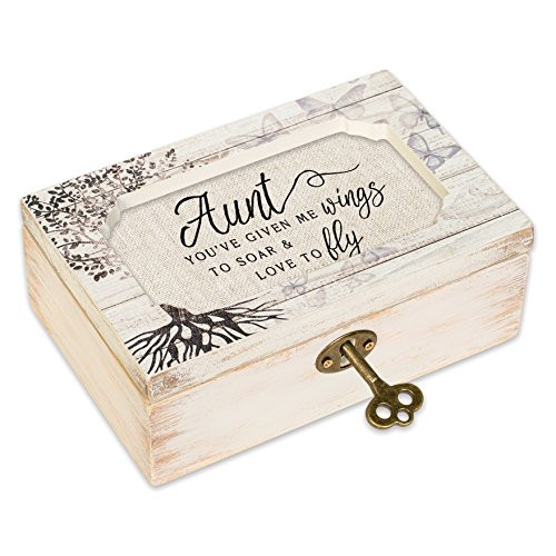 Cottage Garden Wings Decoupage Whitewash Tree Petite Music Musical Box Plays Tune Wonderful World