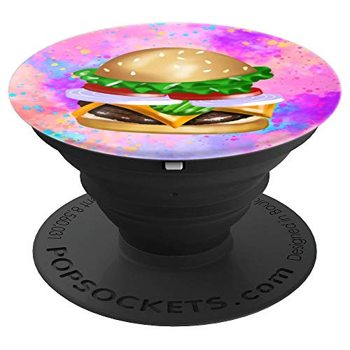 Vintage 80 s 90 s Cheeseburger Burger Splatter Paint Cute PopSockets Grip and Stand for Phones and Tablets