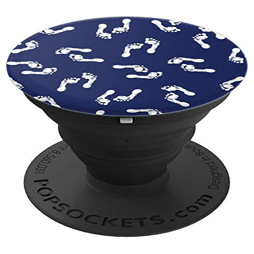 Navy Blue Foot Prints Design PopSocket PopSockets Grip and Stand for Phones and Tablets