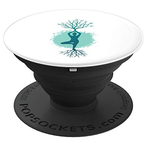 Woman Doing Tree Exercise Vriksasana Hatha Pose Asana Yoga PopSockets Grip and Stand for Phones and Tablets