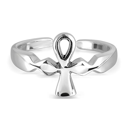 WithLoveSilver 925 Sterling Silver Tiny Egyptian Ankh of Life Cross Key Toe Ring WithLoveSilver 925 Sterling Silver Tiny Egyptian Ankh of Life Cross Key Toe Ring