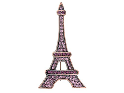 Alilang Copper Tone Amethyst Purple Colored Rhinestones Paris Eiffel Tower Brooch Pin Alilang Copper Tone Amethyst Purple Colored Rhinestones Paris Eiffel Tower Brooch Pin