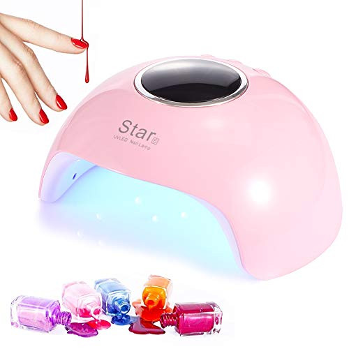 UV LED Nail Lamp 36W  LEDGLE USB Smart Nail Dryer Nail Dryer Curing Lamps  Automatic Sensor Nail Dryer Curing Lamp for Gel Polish  3 Timer Setting  LCD Display  Pink