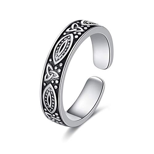 WINNICACA 925 Sterling Silver Toe Ring  Hypoallergenic Adjustable Band Ring Celtic Knot Open Ring with Retro Oxidation  Celtic Knot Toe Rings for Women