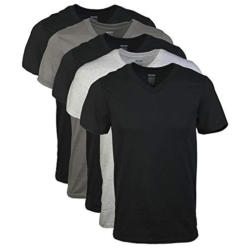 Gildan Men s V Neck T Shirts Multipack  Assorted  5 Pack   XX Large