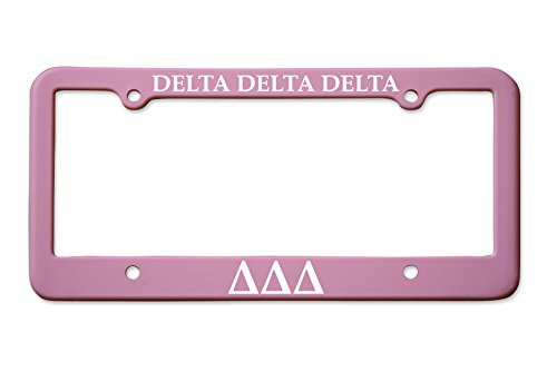 Officially Licensed Delta Delta Delta License Plate Frame   Matte Pink