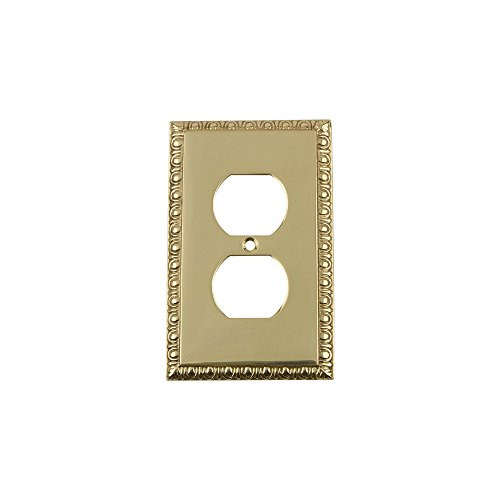 Nostalgic Warehouse 719980 Egg   Dart Switch Plate with Outlet  Polished Brass