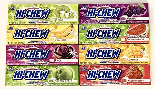 Hi Chew Sticks Chewy Fruit Candy Variety Pack of 8 Flavors  1 of each  Total of 8