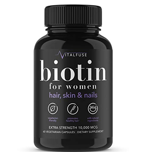 Vitalfuse Biotin 10000mcg Hair Growth Supplements for Women for Healthy Hair Skin Nails Vitamins for Women 60 Vegetarian Capsules Vitalfuse Biotin 10000mcg Hair Growth Supplements for Women for Healthy Hair Skin Nails Vitamins for Women 60 Vegetarian Capsules