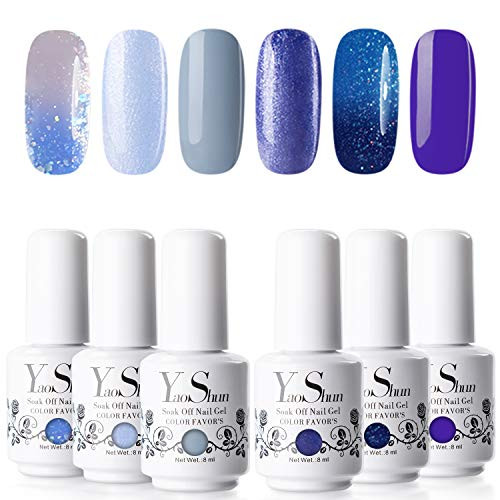 Gel Nail Polish Set   YaoShun Soak Off Nail Gel Blue Impression Series 6 Colors Gel Polish Gift Box  UV LED Nail Gel Kit Manicure Nail Polish Kit