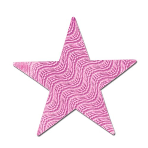 Beistle 24 Pack Embossed Foil Star Cutout  12 Inch  Pink