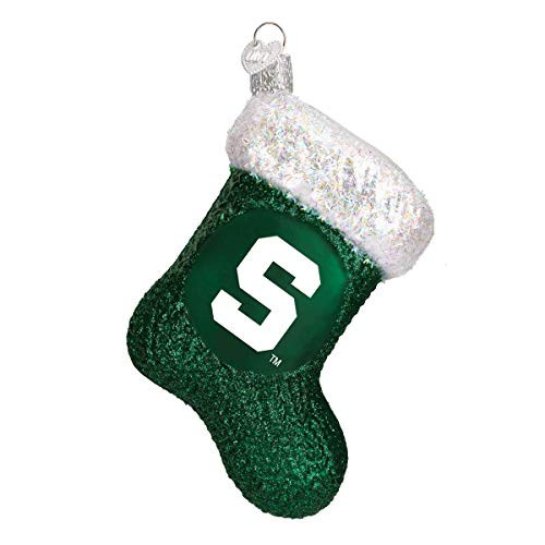 Old World Christmas Michigan State University Spartans Glass Blown Ornaments for Christmas Tree Stocking