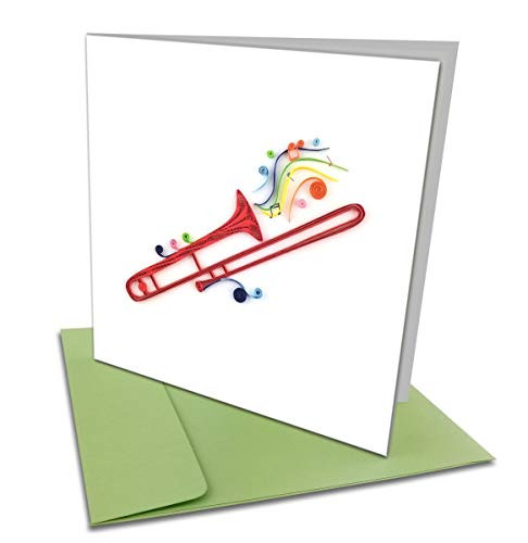 Trombone Quilling Greeting Card  6x6  with Envelope  Any Occasion  Blank Inside  Hand made  Suitable for Framing
