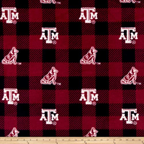 Sykel Enterprises NCAA Texas A M 1190 Buffalo Plaid Fleece Multi  Fabric by the Yard