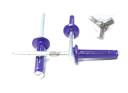 Racer s Speed Shop Purple 3 16  Small Head Tri Fold Exploding Aluminum Mandrel Pop Rivets 100 Pack