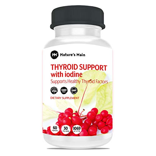 Thyroid Support Energy Pills ? Iodine Supplement   Metabolism Booster for Weight Loss  Brain Fog   Nature Throid with Adaptogens Ashwagandha  L Thyrosine   Selenium Supplements ? 60 Capsules