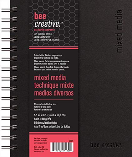 Bee Paper Company Paper Bee Creative Mixed Media Book  5 1 2  by 8   5 1 2x8  5 1 2 inch x 8 inch  50 Sheet Art Journal