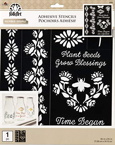 FolkArt Folk Garden Flexible Adhesive Stencil  8 5  x 9 5