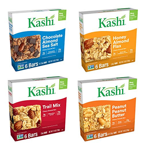 Kashi  Chewy Granola Bars Variety Pack  Chocolate Almond Sea Salt  Honey Almond Flax  Trail Mix  Peanut Peanut Butter 6 Count  Pack of 4