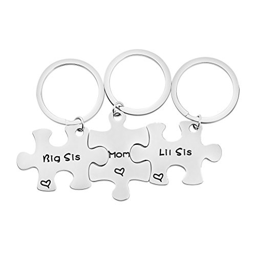 bobauna Big Sis Mom Lil Sis Puzzle Keychain Set of 3 Gifts for Mom and Daughters  Big sis mom Lil sis