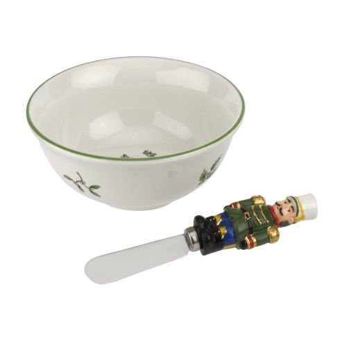 Spode 1667662 2 Piece Dip Bowl with Nutcracker Spreader Green