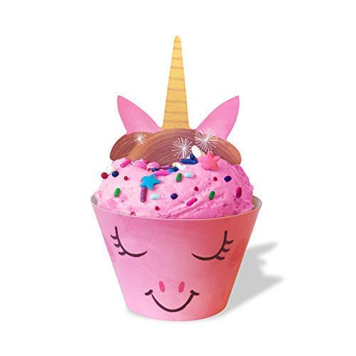 Pink Unicorn Cupcake Decorations - Unicorn Party Supplies - Set of 24 Pieces Cupcake Topper and 24 Pieces Cupcake Wrapper" - Good for 24 Cupcakes