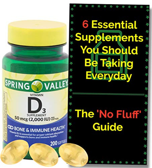 Vitamin D3 2000iu Softgels 50 mcg 200 Count 6 Month Supply Bone Immune Health from Spring Valley No Fluff Supplement Guide© Vitamin D3 2000iu Softgels 50 mcg 200 Count 6 Month Supply Bone Immune Health from Spring Valley No Fluff Supplement Guide©