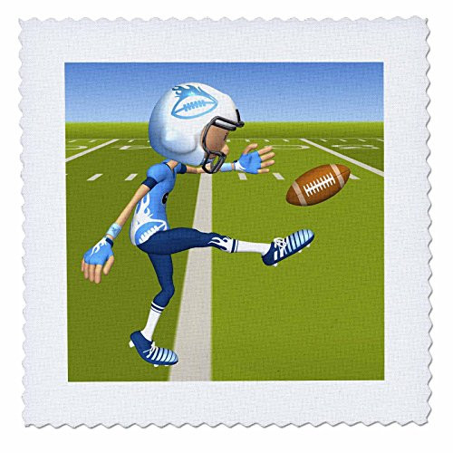 3dRose qs 58818 1 Football Punter Quilt Square  10 by 10 Inch