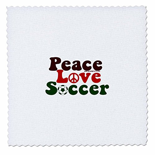 3dRose qs 16665 1 Peace Love Soccer Quilt Square  10 by 10 Inch