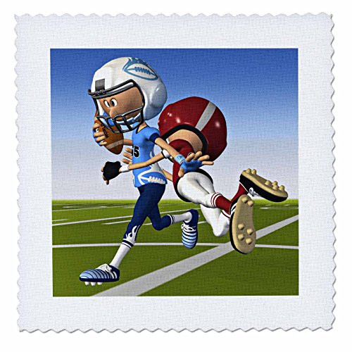 3dRose qs 58826 1 Football Run and Tackle Quilt Square  10 by 10 Inch