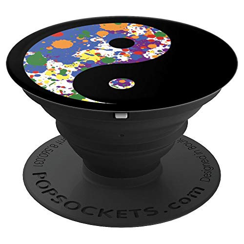 Rainbow Paint Splatter Gay Pride LGBT LGBTQ Yin Yang PopSockets Grip and Stand for Phones and Tablets