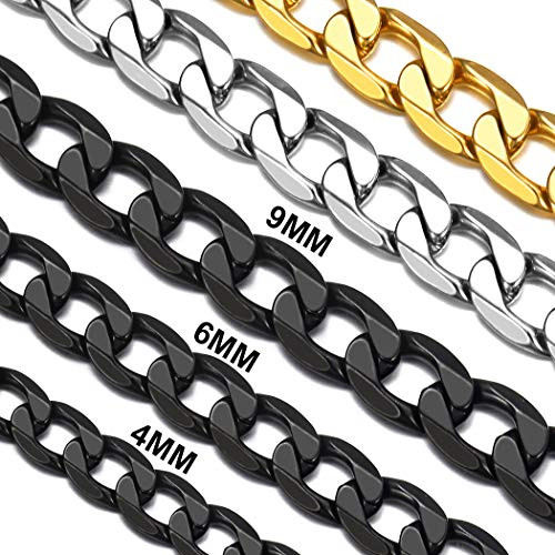 Black Chain Necklace for Men Hip Hop Chains 26 inch Stainless Steel Flat Curb Link Chain Necklace 26 inch Black Chain Necklace for Men Hip Hop Chains 26 inch Stainless Steel Flat Curb Link Chain Necklace 26 inch