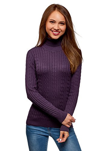 oodji Collection Women s Textured Cable Knit Pullover  Purple  US 10   EU 44   XL
