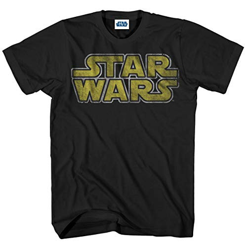 Star Wars Men s Classic Vintage Simple Logo T Shirt  Black  Large