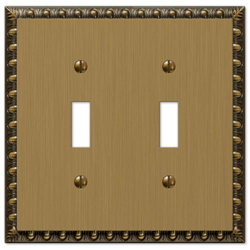 Amerelle Egg   Dart Double Toggle Cast Metal Wallplate in Brushed Brass