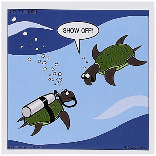 3dRose Sea Turtle SCUBA Showing Off Underwater   Greeting Cards  6 x 6 inches  set of 6  gc 5289 1