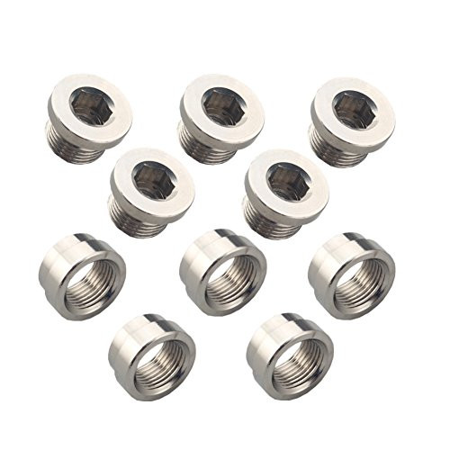 JGR O2 Oxygen Sensor Stepped Weld Bungs  5 Bungs 5 Plugs  M18 x 1 5