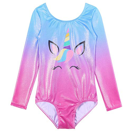 Leotard for Girls Gymnastics Sparkle Blue Purple Unitards Ballet Dancing Biketards Rainbow Clouds 9 10 Years